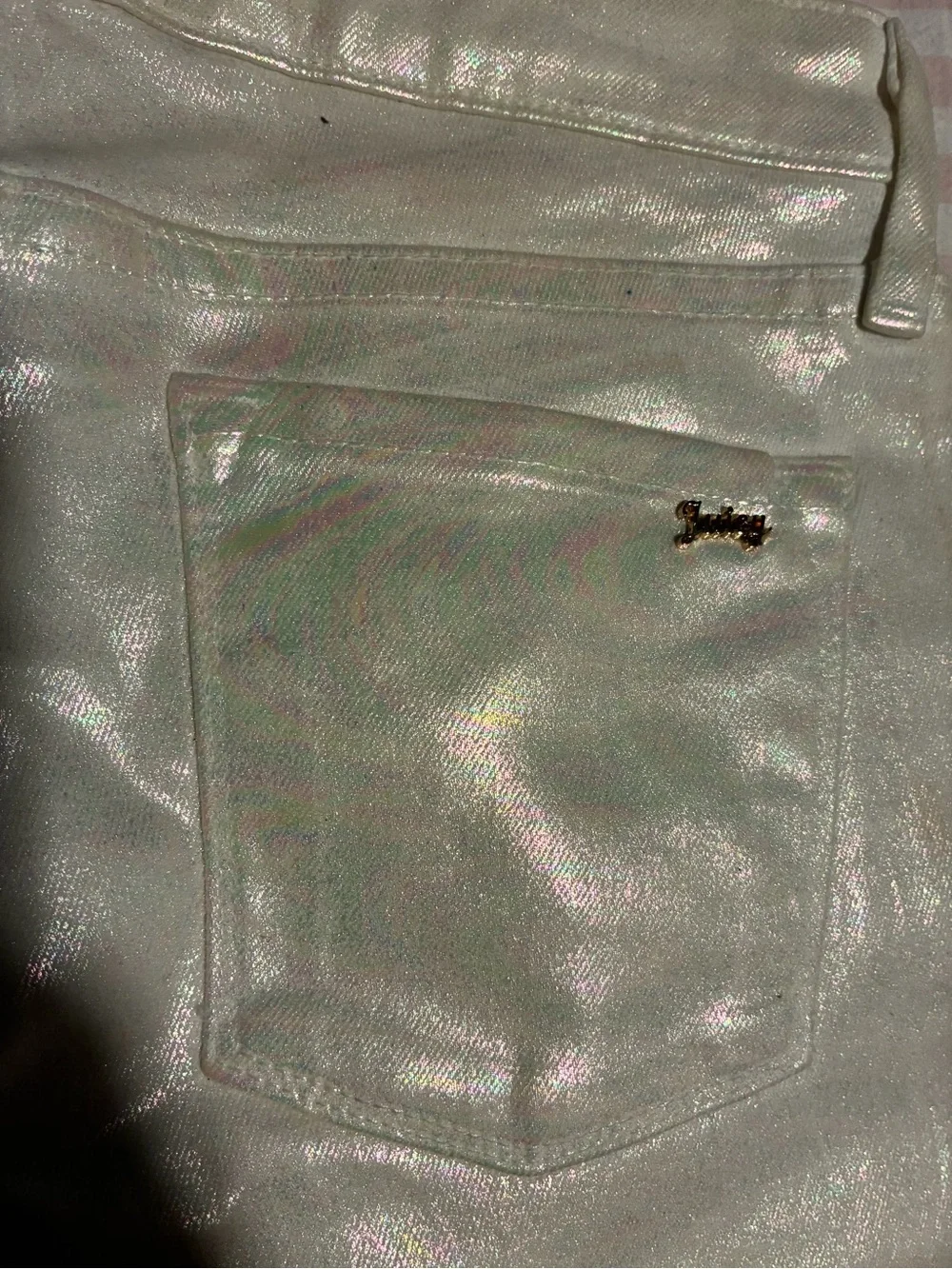 Juicy Jean Couture Jeans Shimmery Cream Skinny Jeans